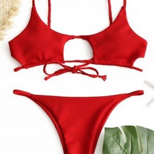 🚫SOLD🚫 ZAFUL Ribbed Braided Cut Out Bikini Set